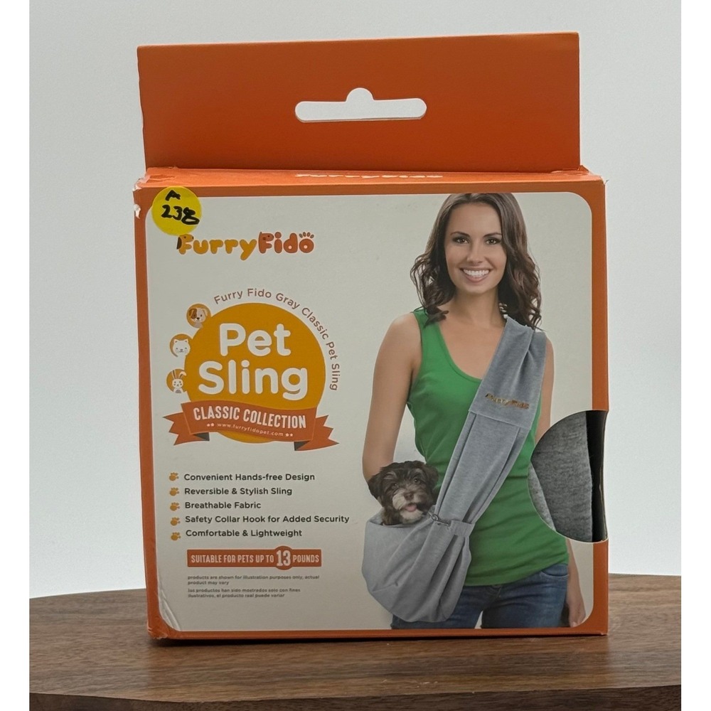 FurryFido Gray Classic Pet Sling Reversible Hands-Free Carrier for Small Pets